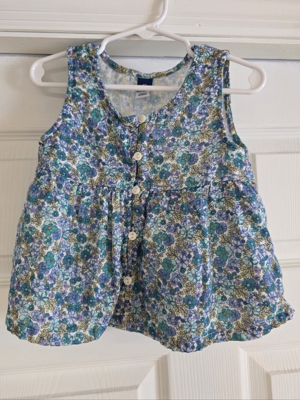 Old Navy Girls Floral Button-Front Tank - Blue & Teal